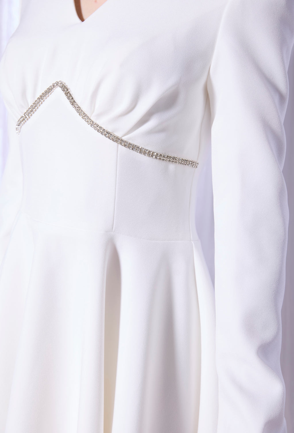 Embellished Mini Dress in Pearl White