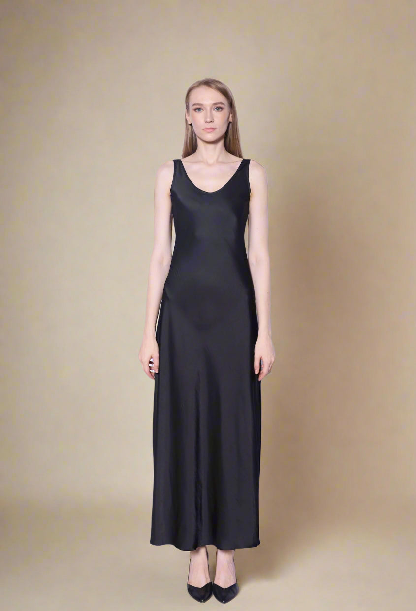 Silk Slip Dress in Noir