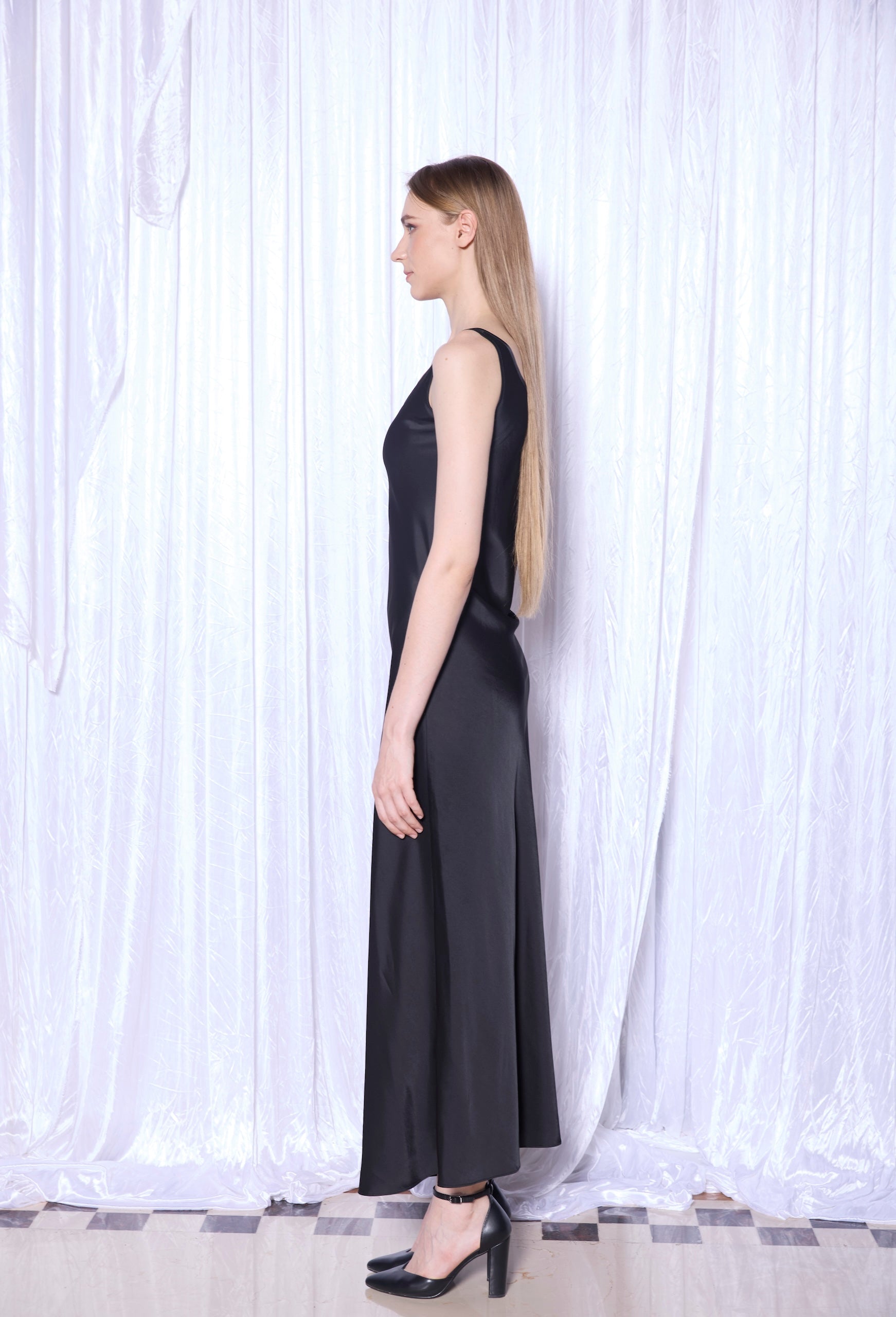 Silk Slip Dress in Noir