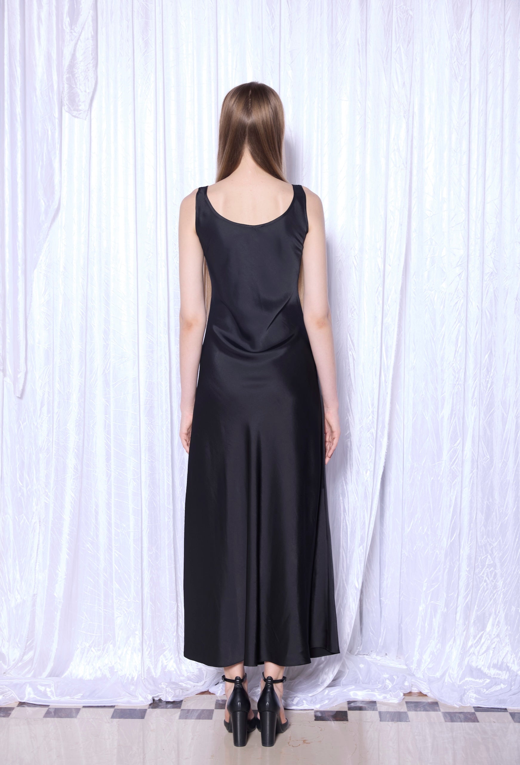 Silk Slip Dress in Noir