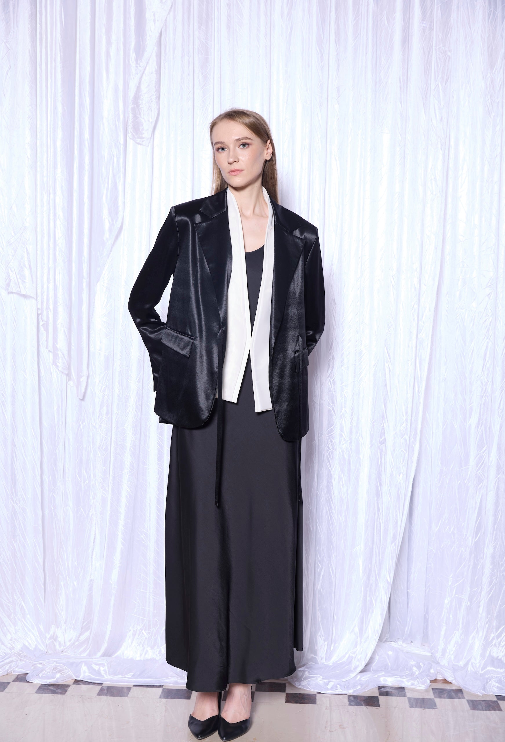 Silk Slip Dress in Noir
