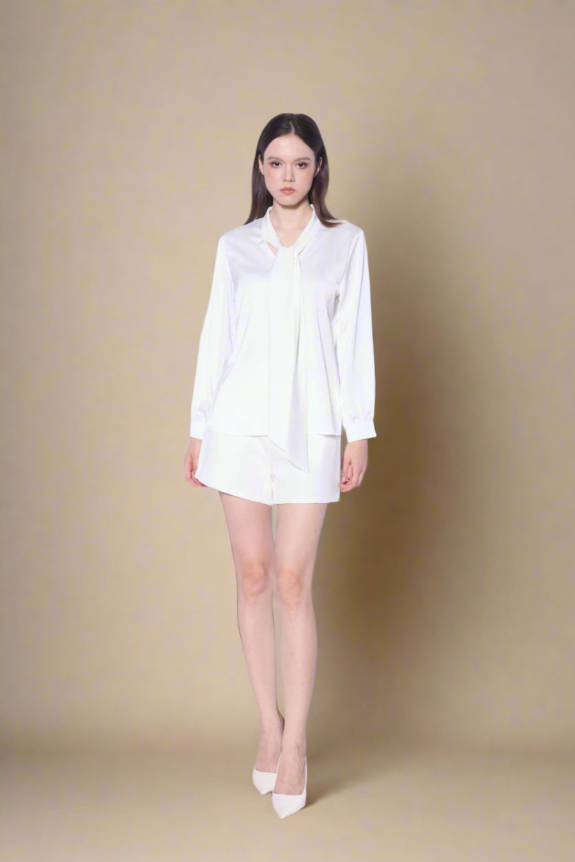 Tie-Neck Blouse in Ivory