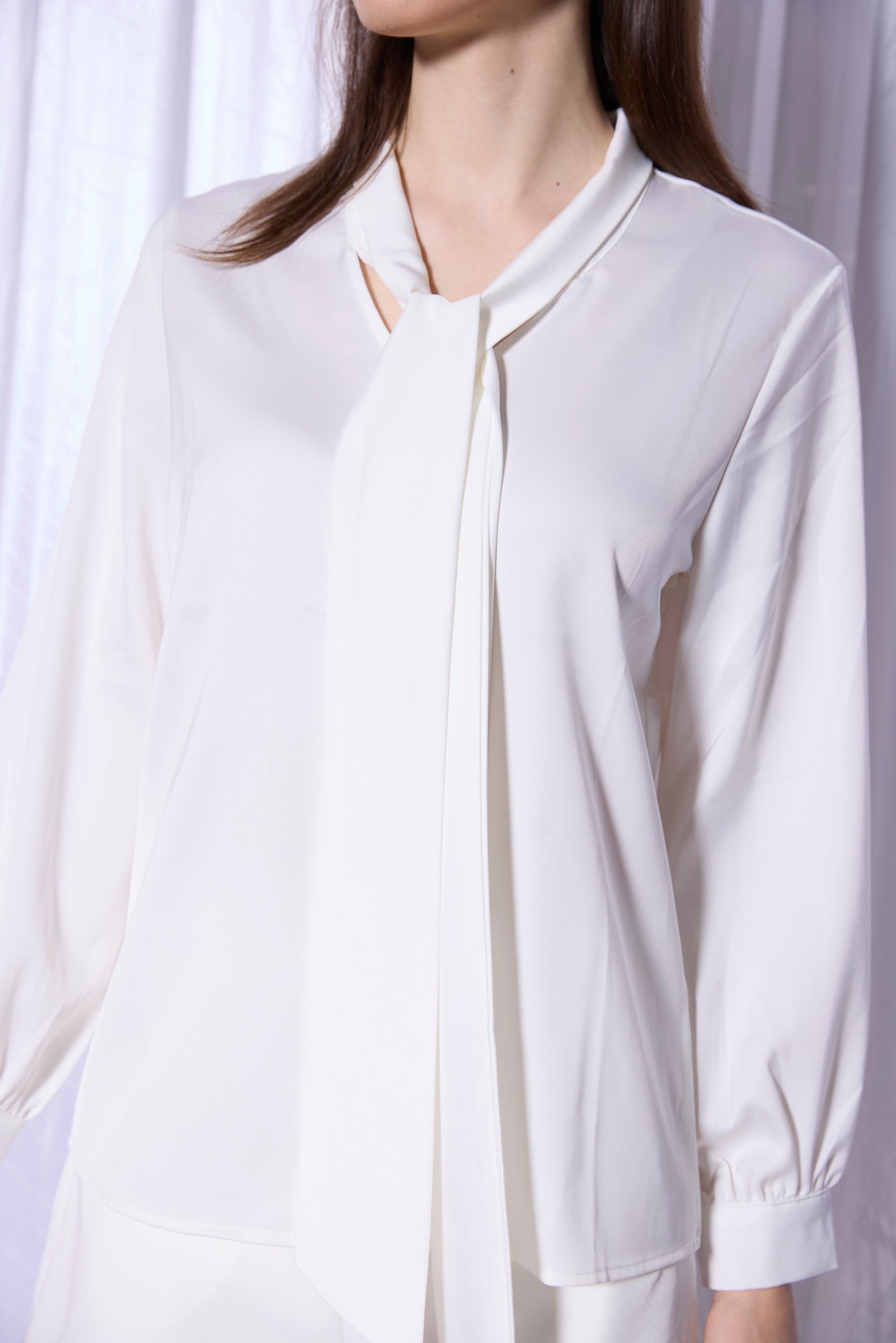 Tie-Neck Blouse in Ivory