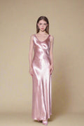 Metallic Slip Dress in Rose Blush