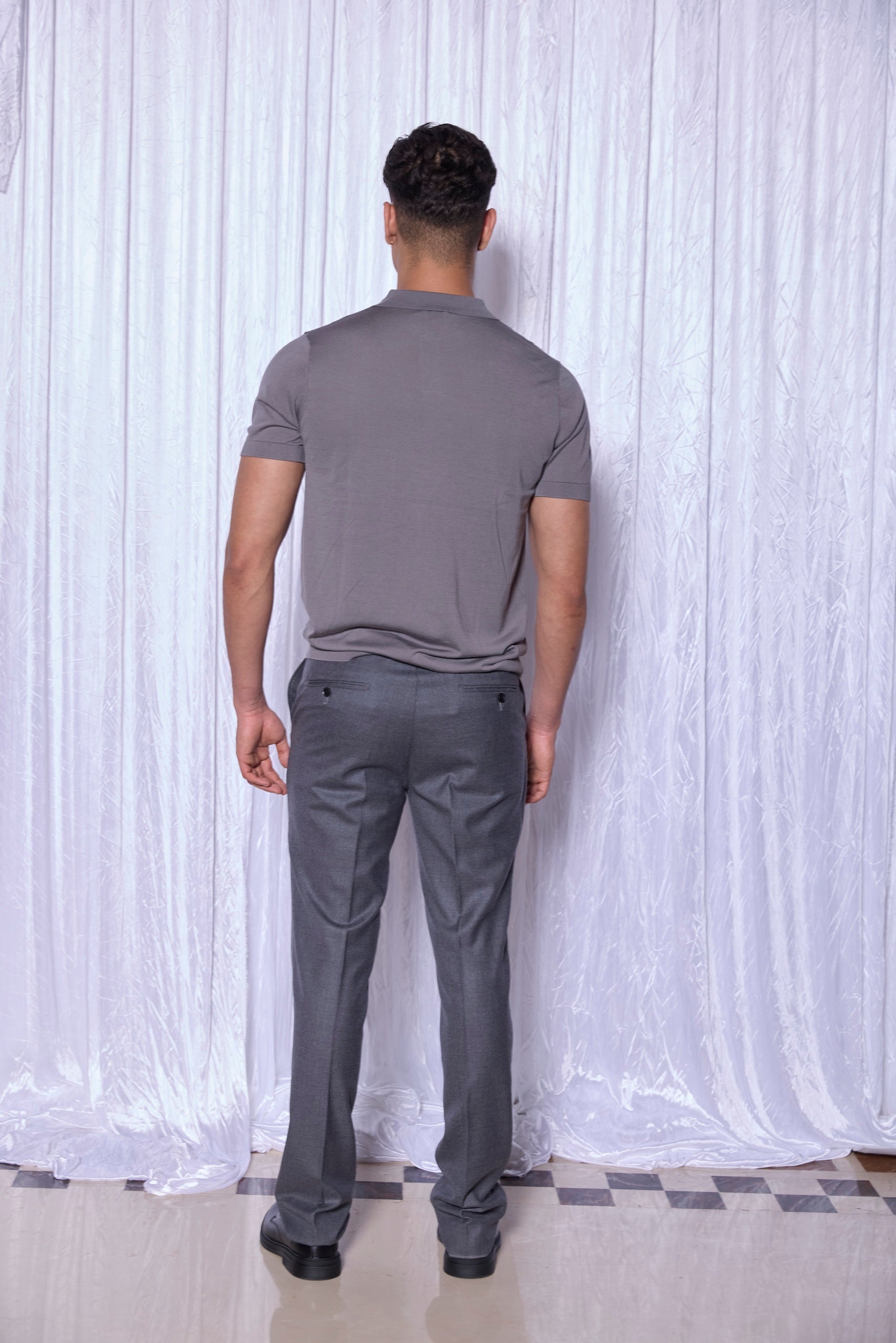 Tech-Monaco Knit Polo in Ash Grey