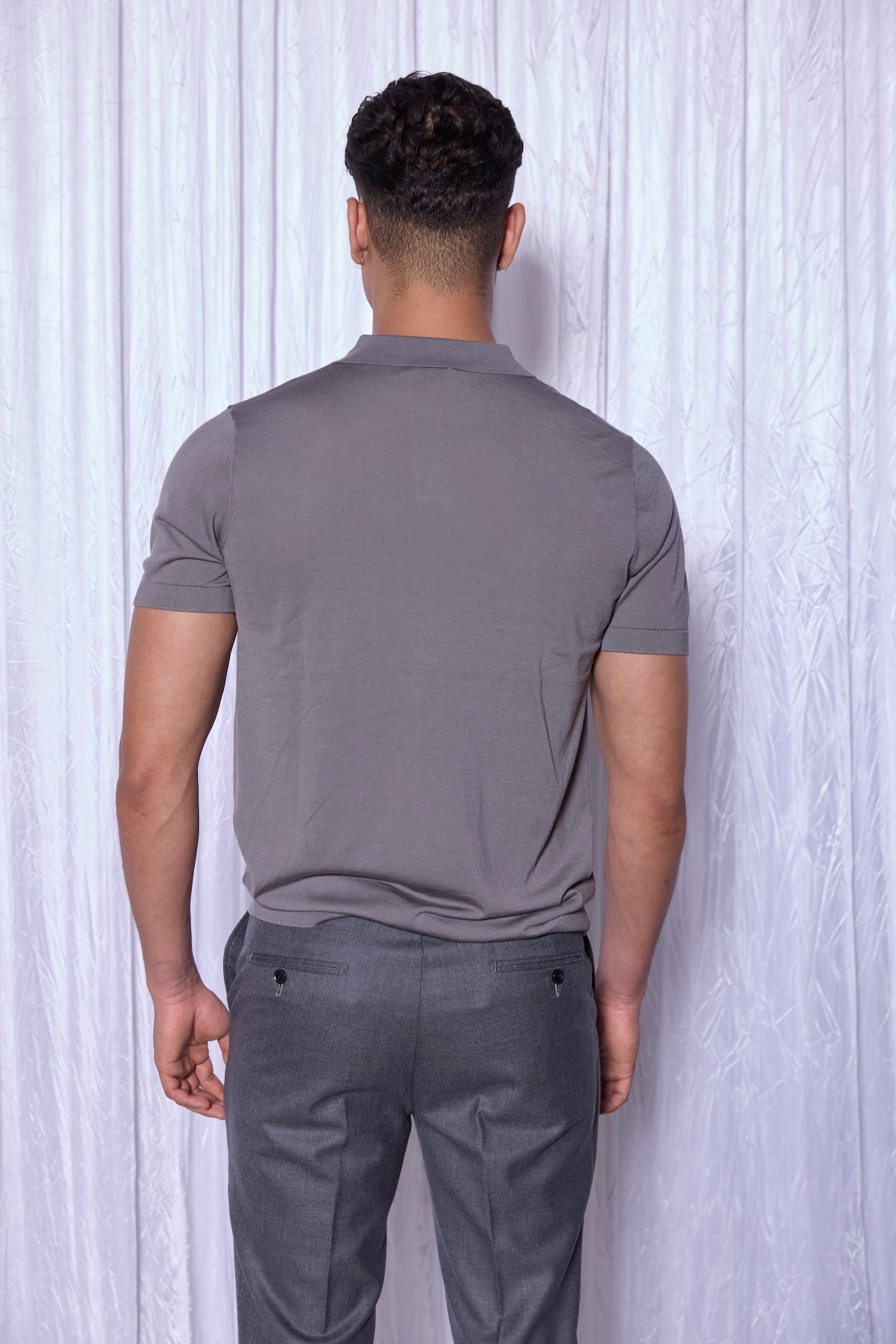 Tech-Monaco Knit Polo in Ash Grey