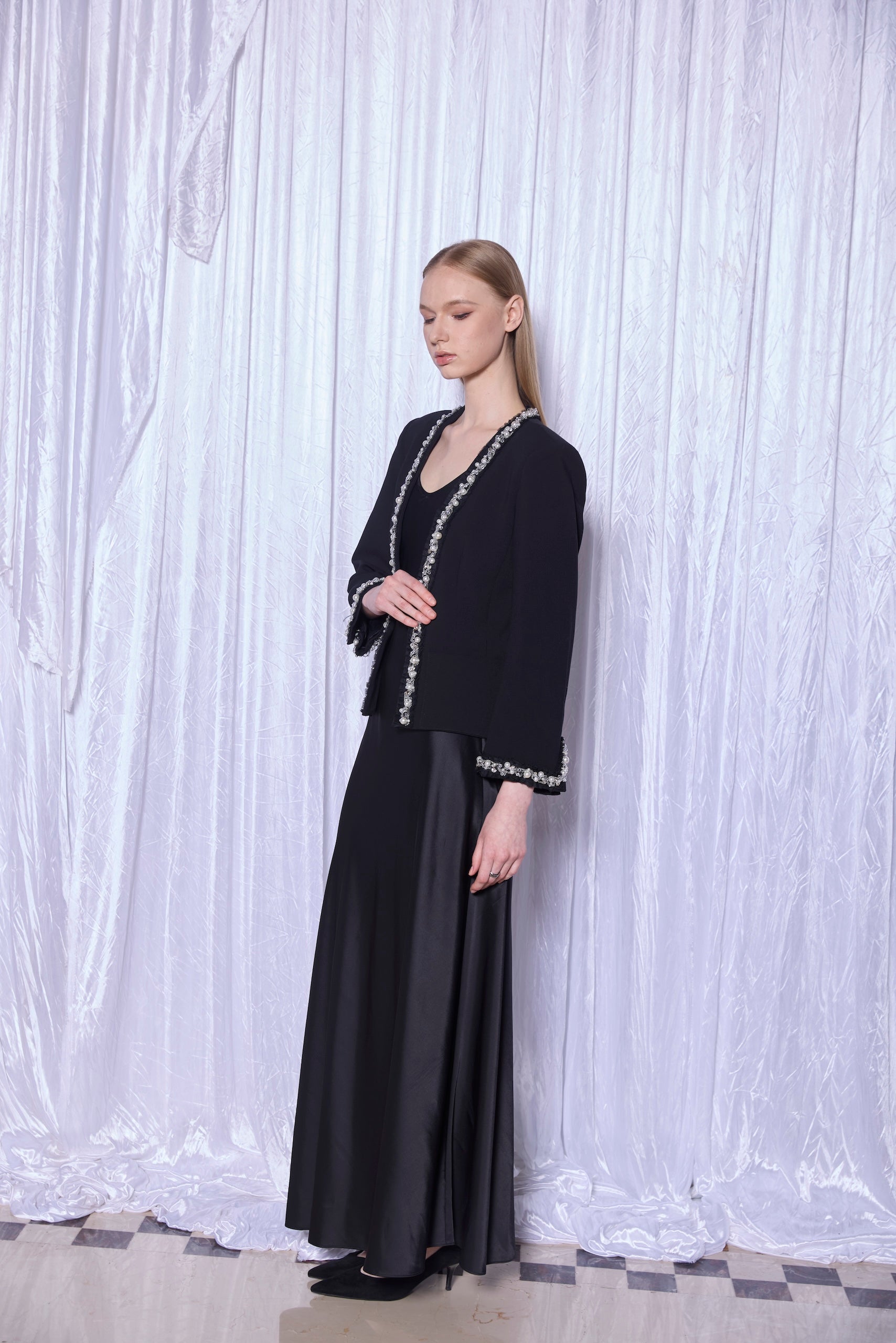 Silk Slip Dress in Noir