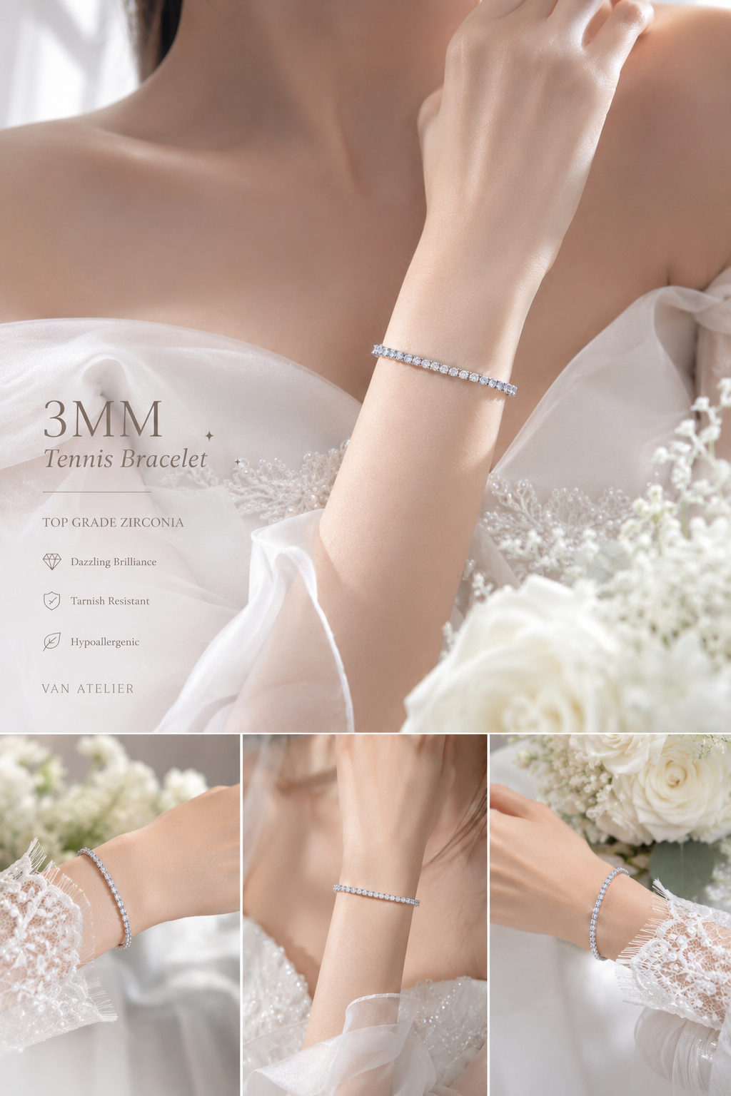 Timeless Sparkle Diamond Tennis Bracelet – 3MM Premium Zircon