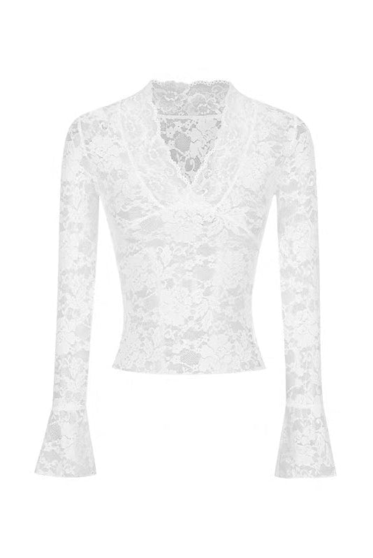 White lace blouse on a white background