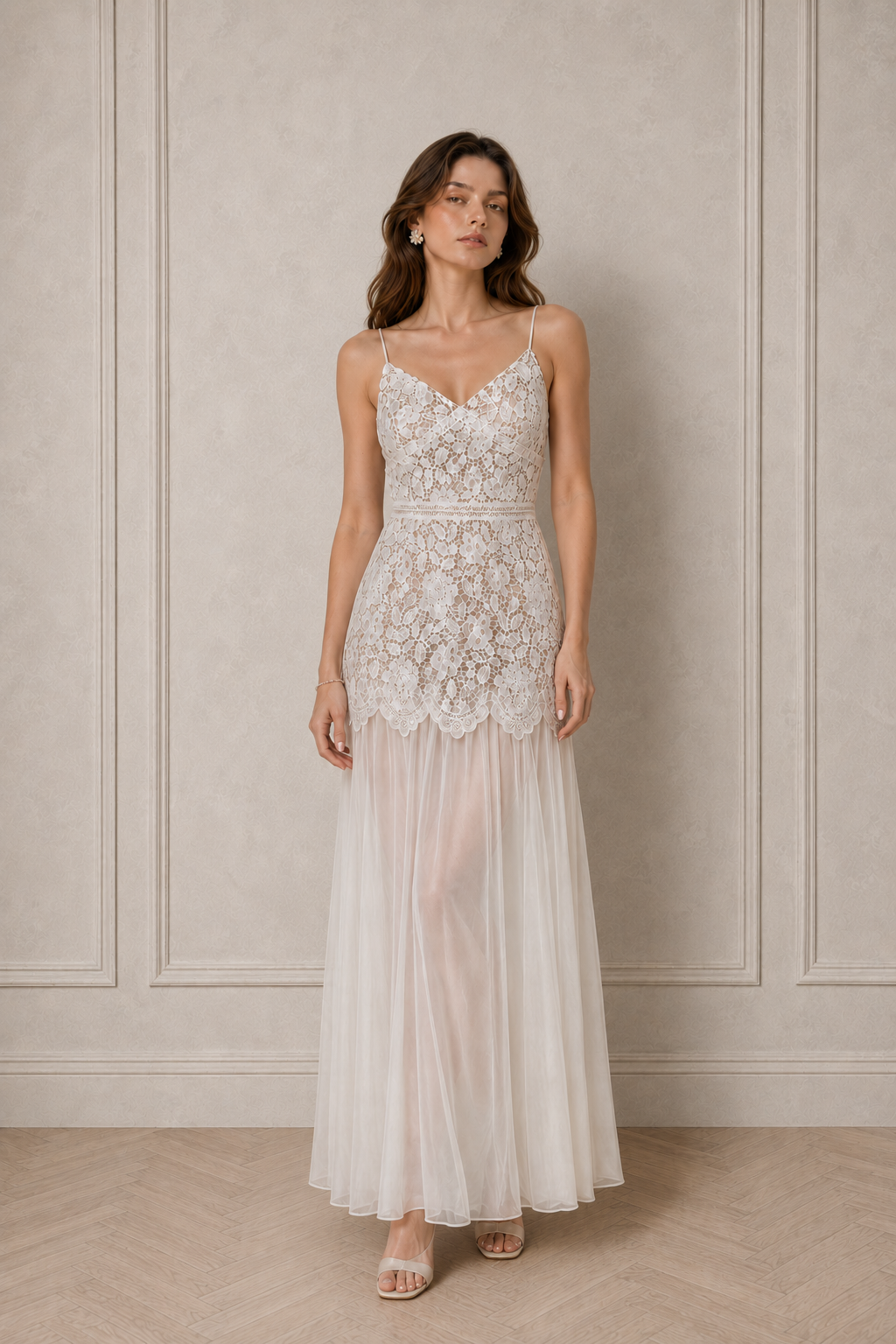 Solenne Ivory Lace Convertible Mini & Maxi Two-Piece Dress