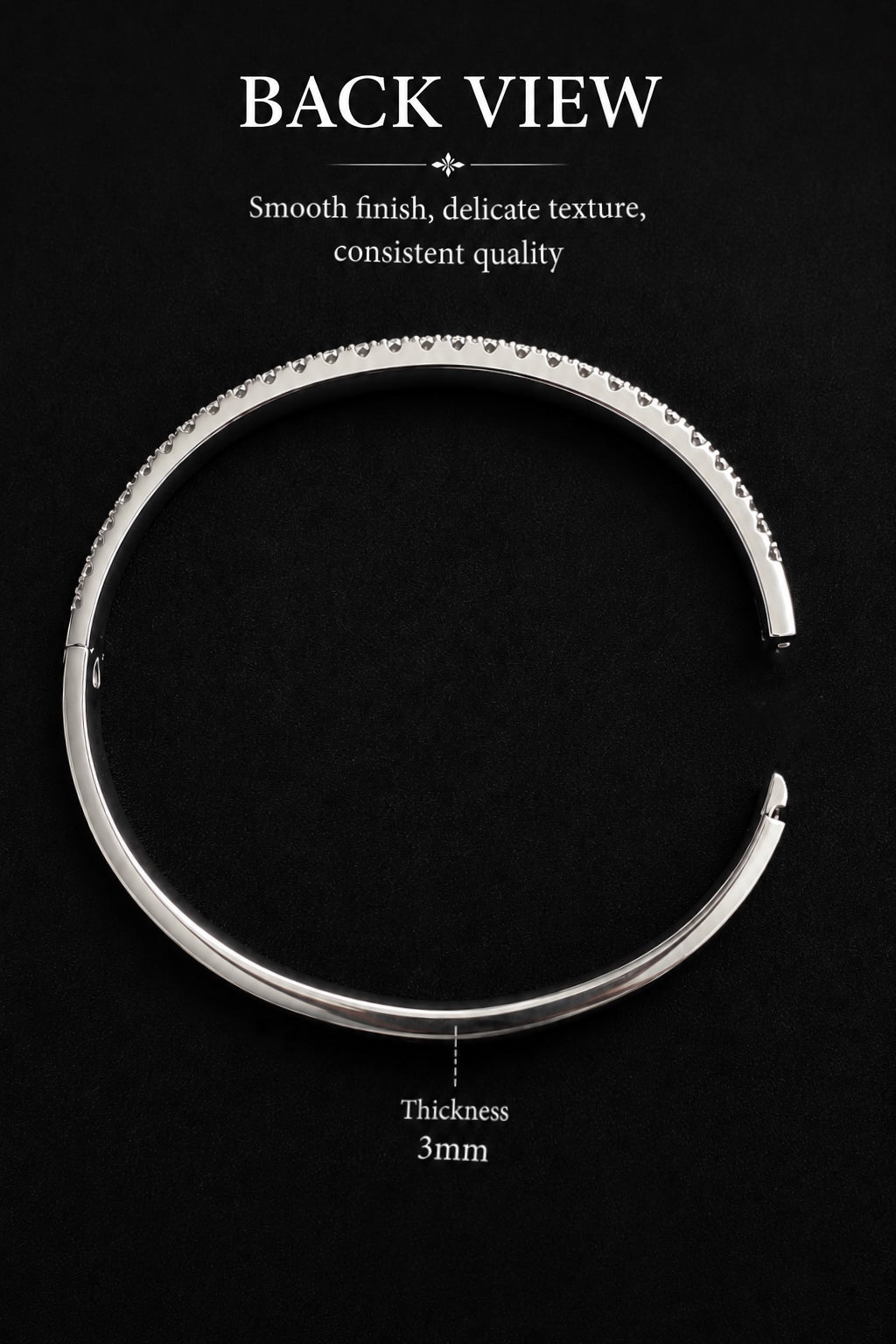 Half Pavé Diamond-Look Bangle – 3MM Premium Zircon Luxury Bracelet