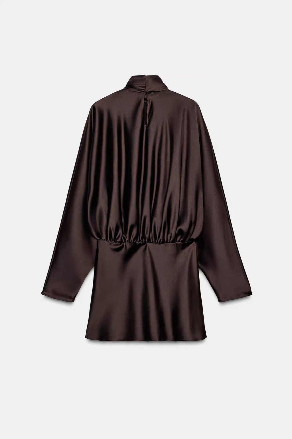 Nocturne Chocolate Brown Satin Scarf Mini Dress
