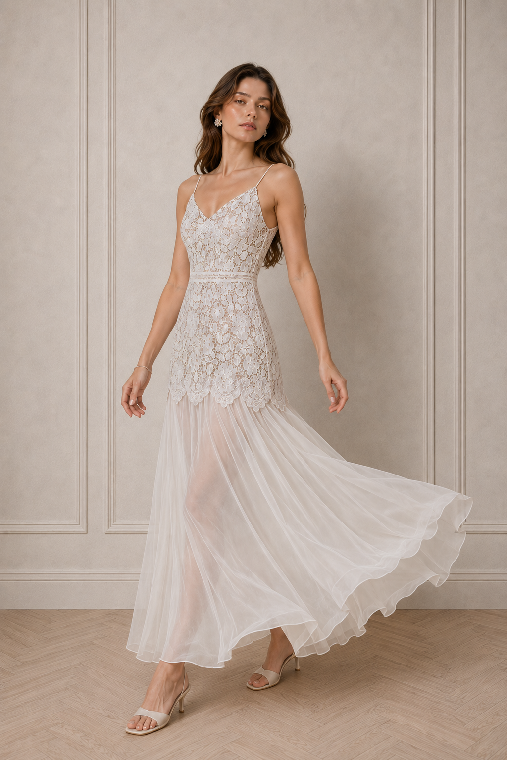 Solenne Ivory Lace Convertible Mini & Maxi Two-Piece Dress