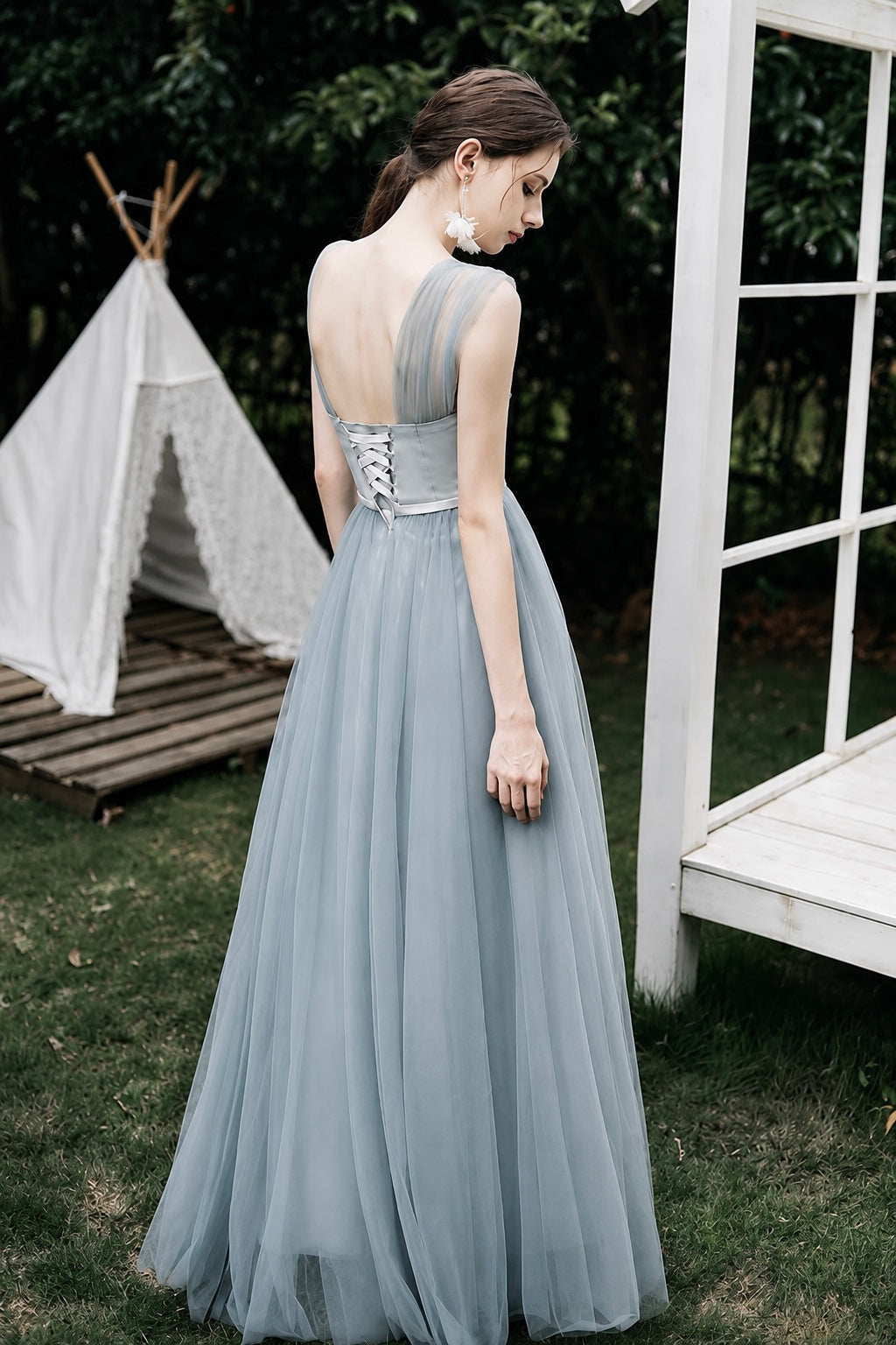 Élodie Ice Blue Tulle Bridesmaid Dress
