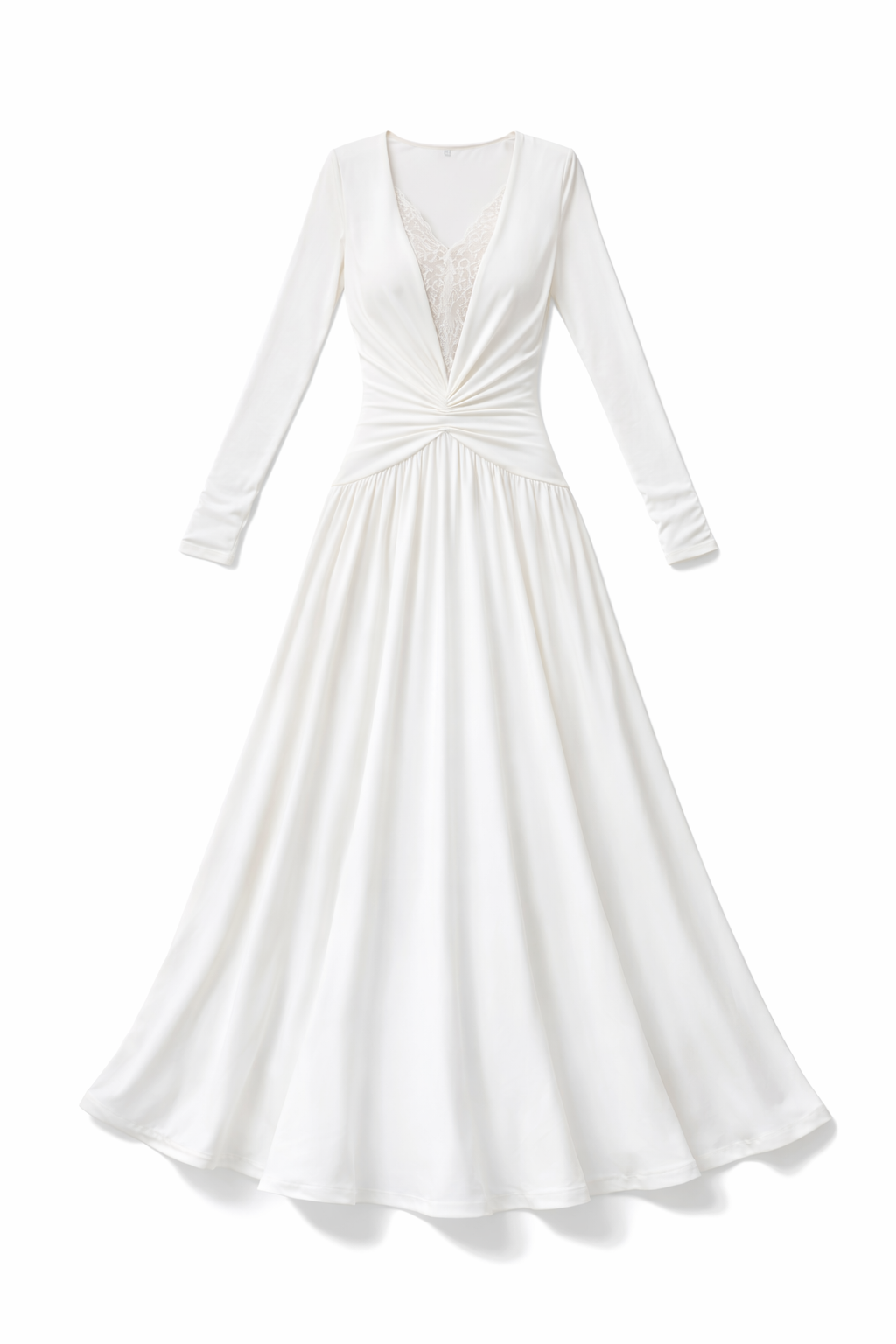 White dress with long sleeves on a white background