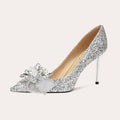 Crystal Glitter Pumps – Silver Bridal Heels