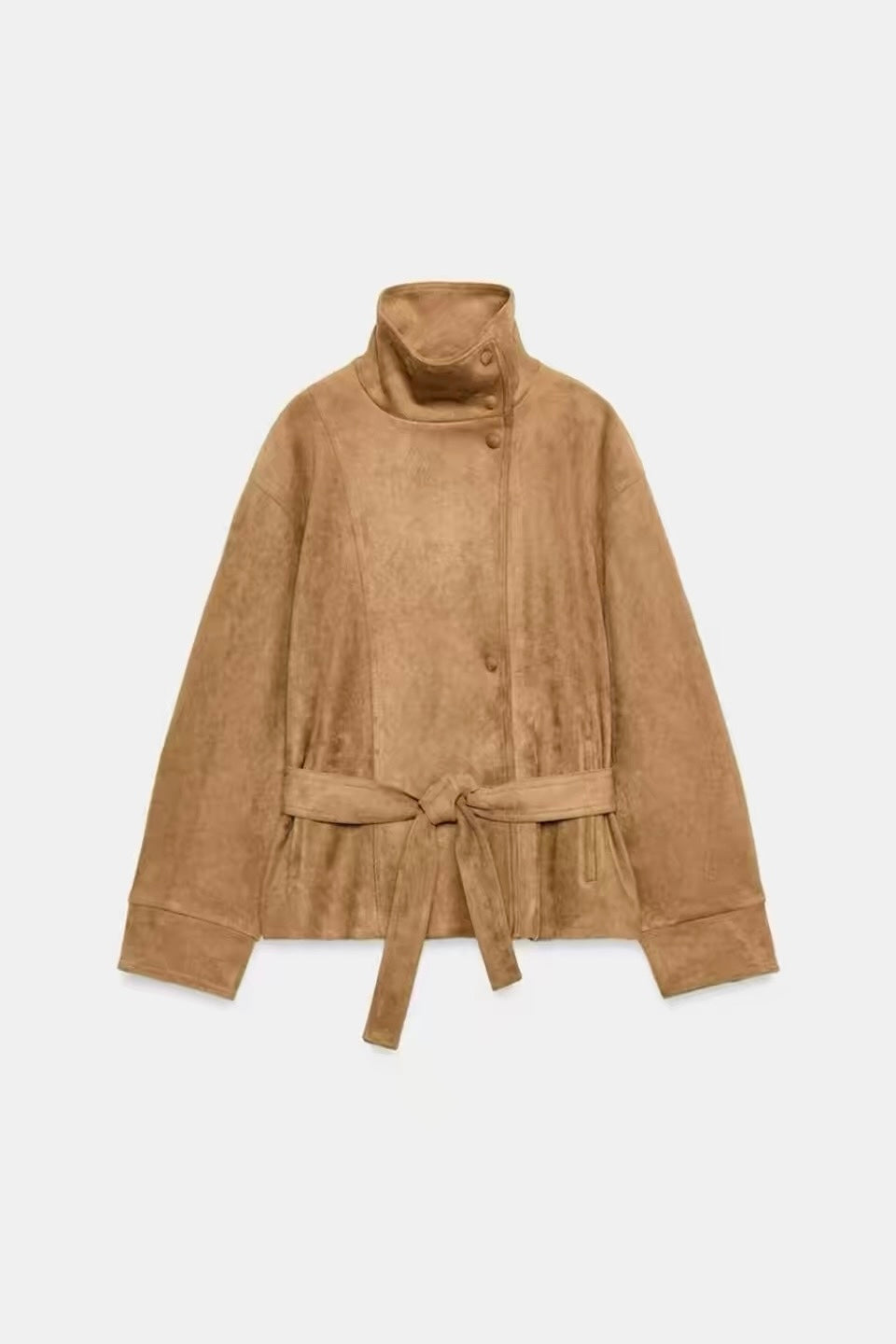 The Sloane Suede-Effect Belted Jacket