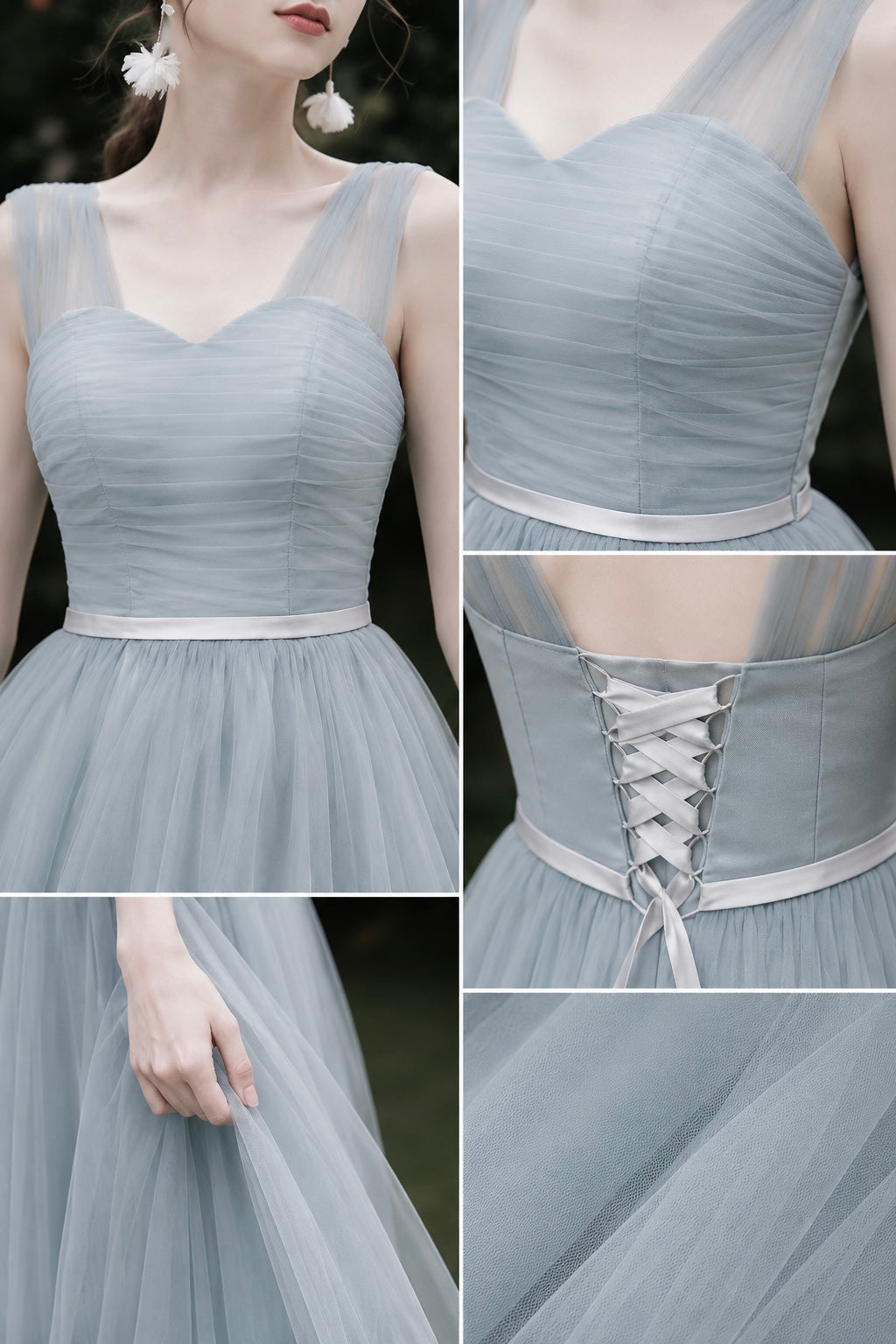 Élodie Ice Blue Tulle Bridesmaid Dress