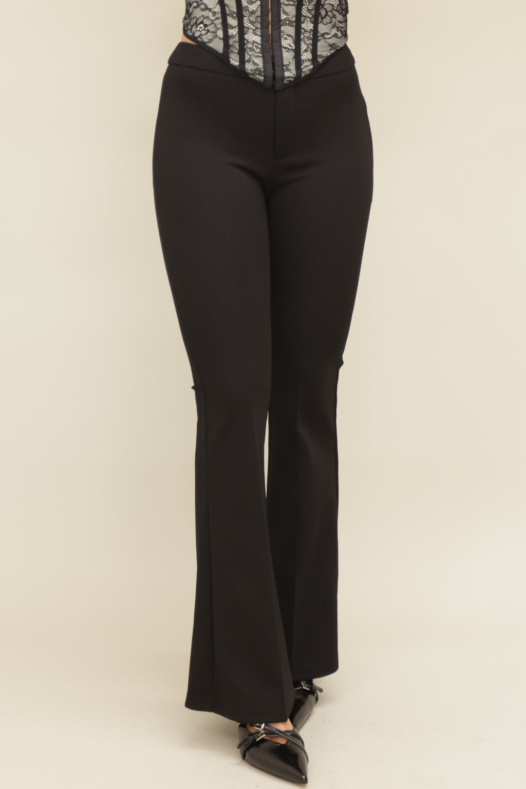 Sleek High-Waisted Cheating Shape Tailored Trousers