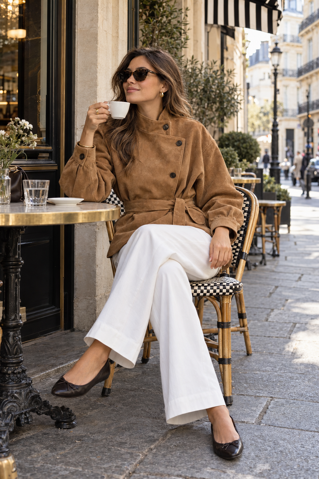 The Sloane Suede-Effect Belted Jacket