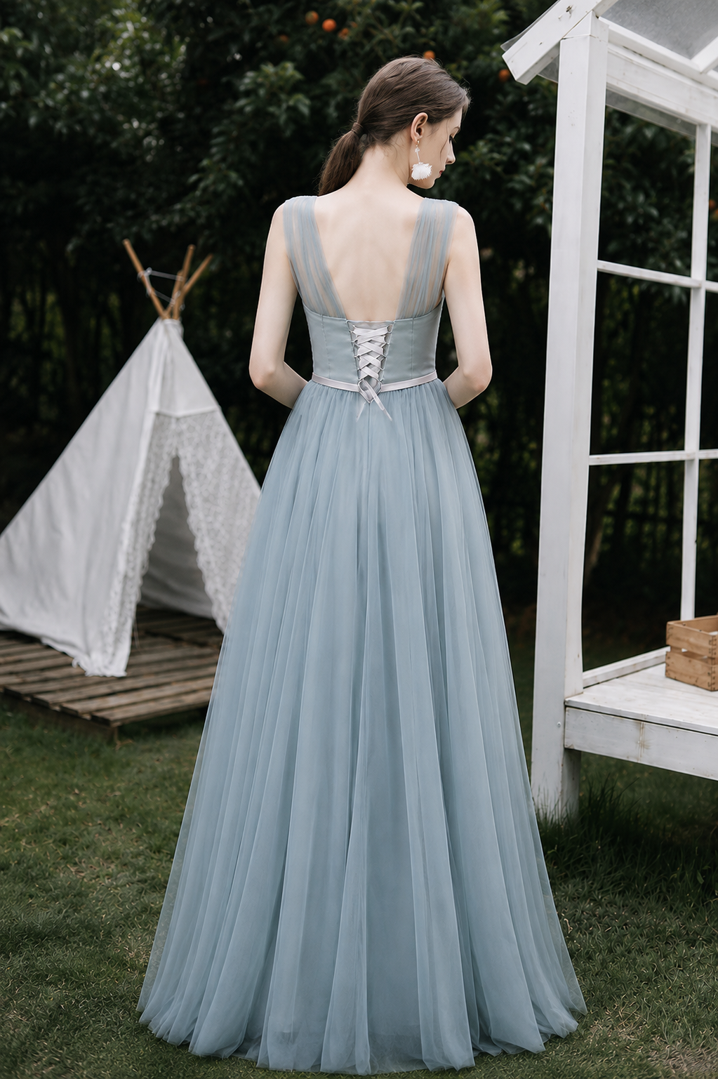 Élodie Ice Blue Tulle Bridesmaid Dress