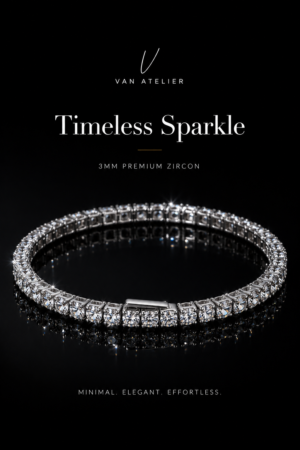 Timeless Sparkle Diamond Tennis Bracelet – 3MM Premium Zircon