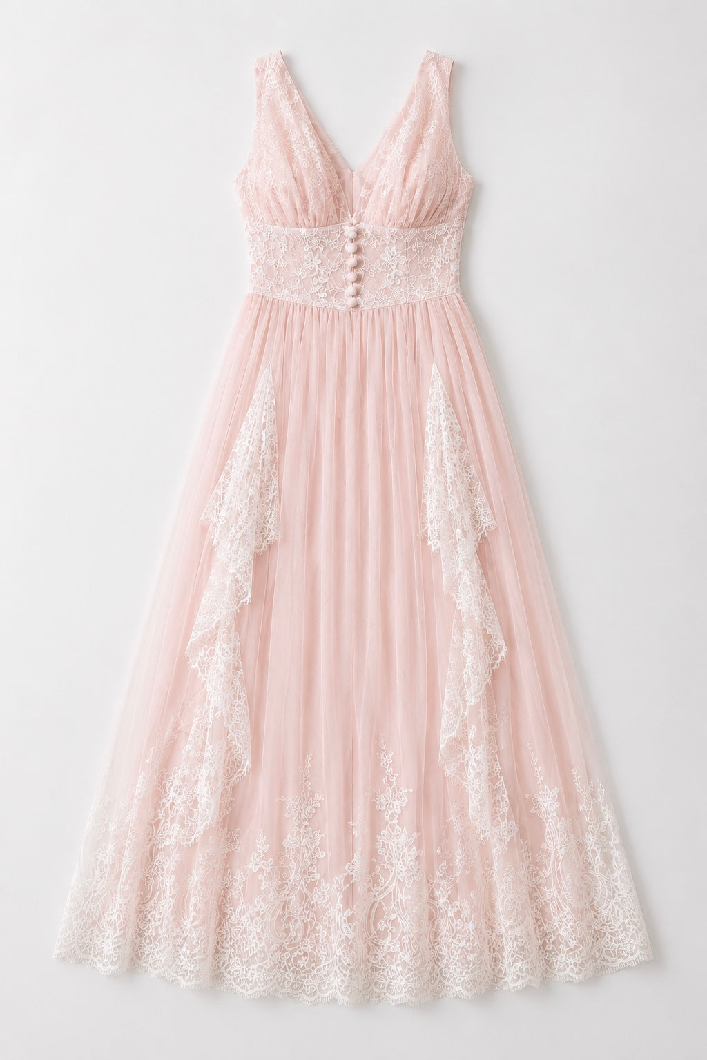 Rosalié Lace Maxi Dress – Blush Lace Bridal Shower & Occasion Dress