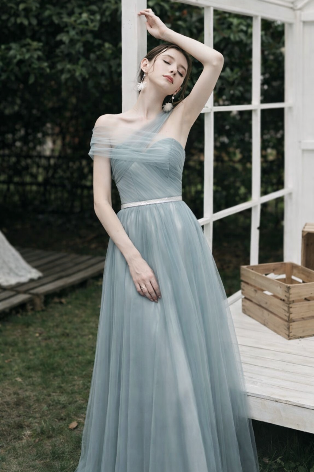 Clémence Ice Blue Weddings Bridesmaid Prom Tulle Gown