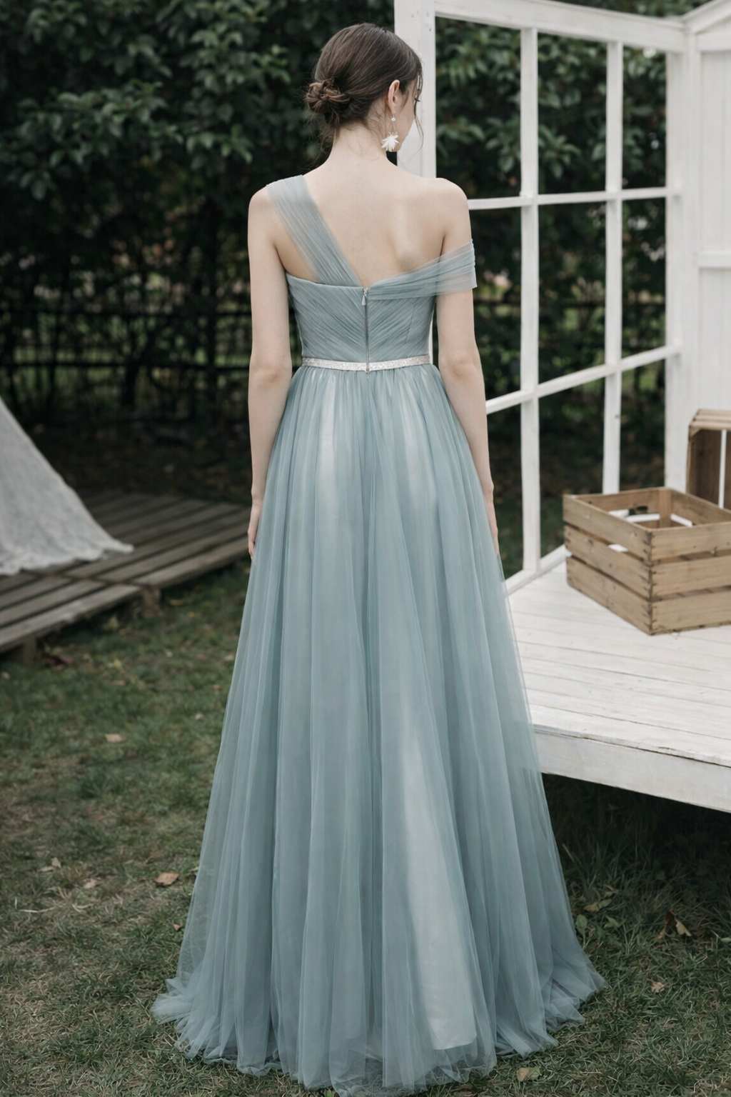 Clémence Ice Blue Weddings Bridesmaid Prom Tulle Gown