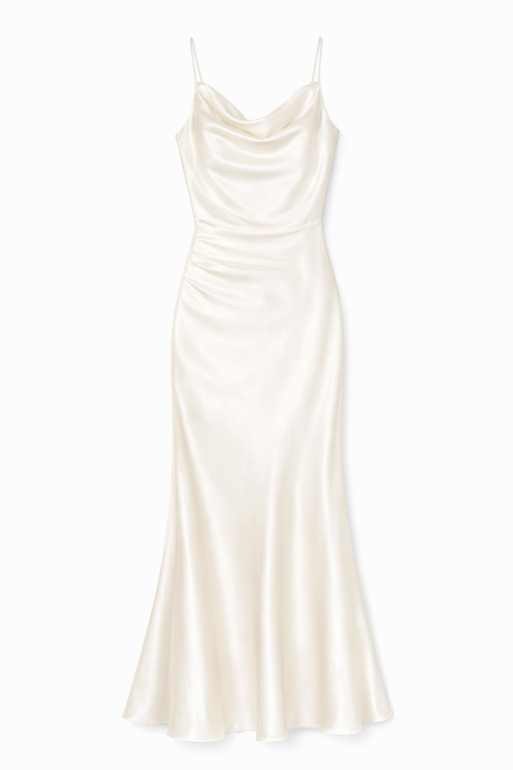 White satin dress on a white background