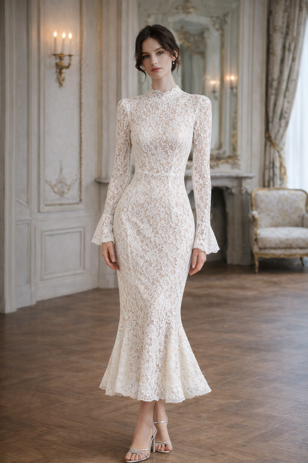 Lace Trumpet Midi Dress