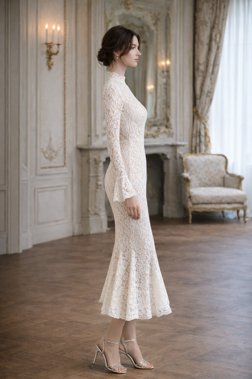 Lace Trumpet Midi Dress