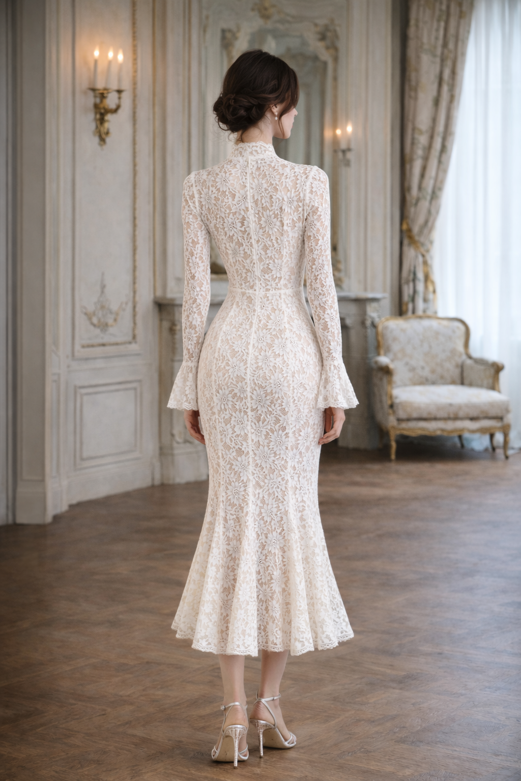 Lace Trumpet Midi Dress