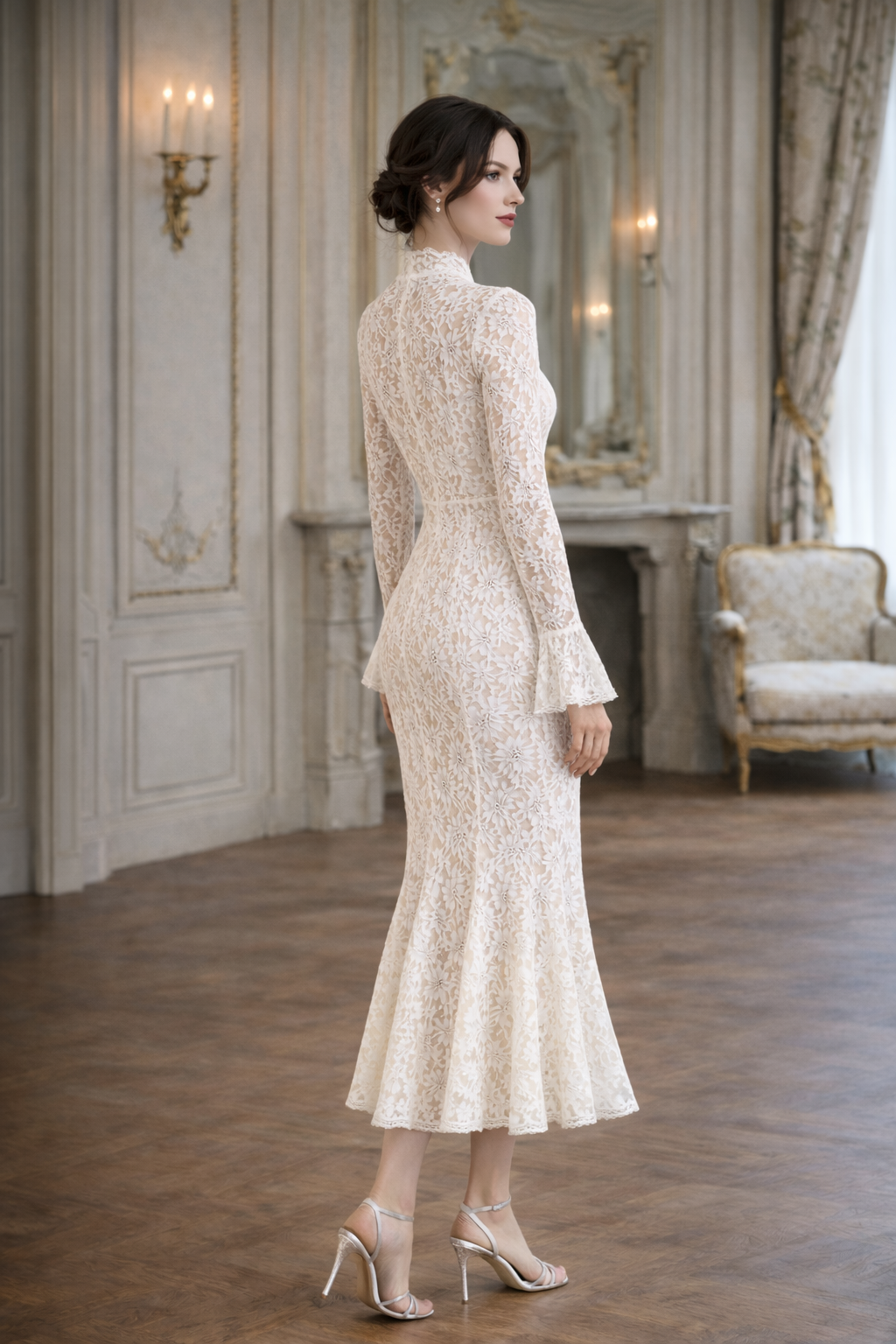 Lace Trumpet Midi Dress