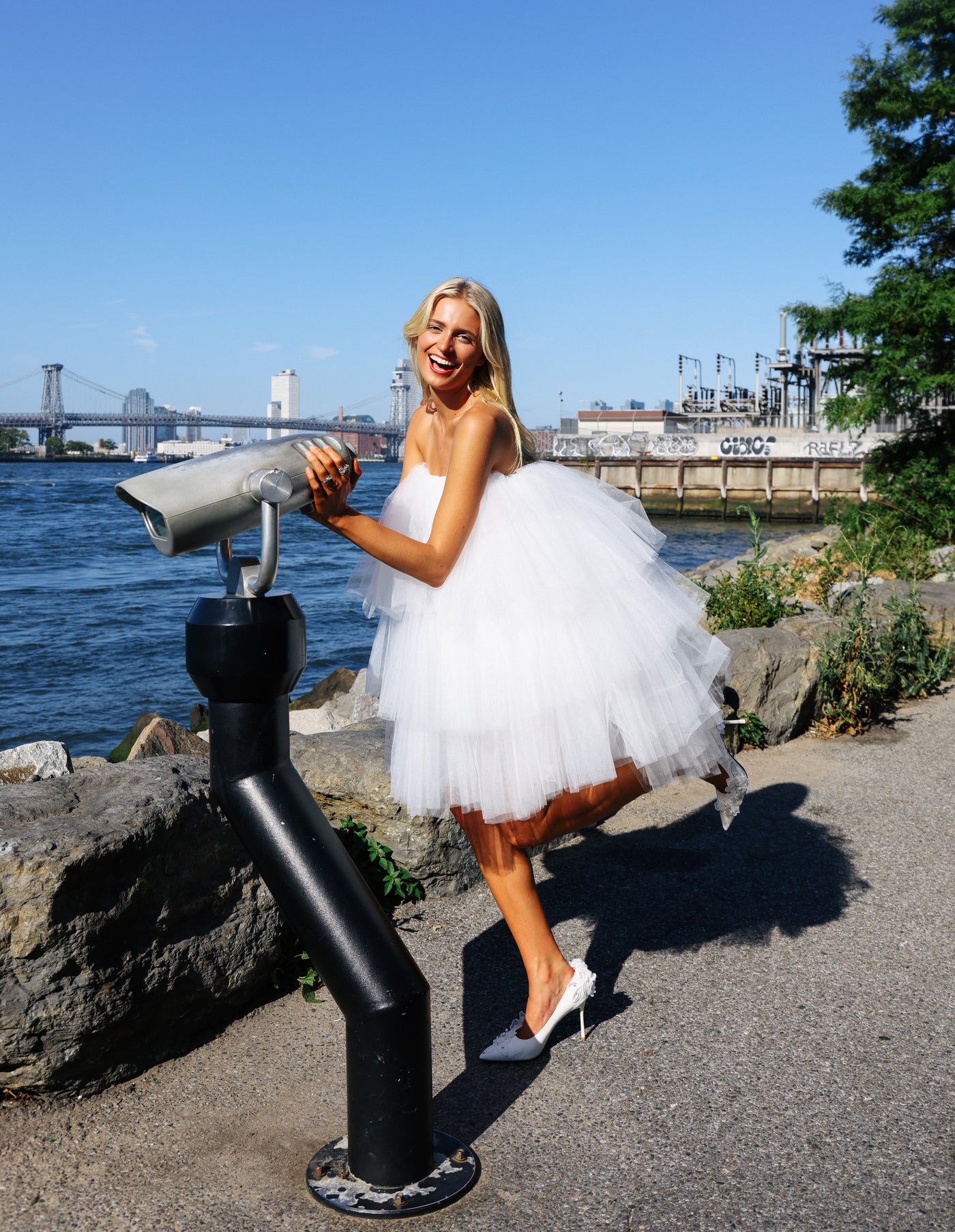 White strapless mini dress