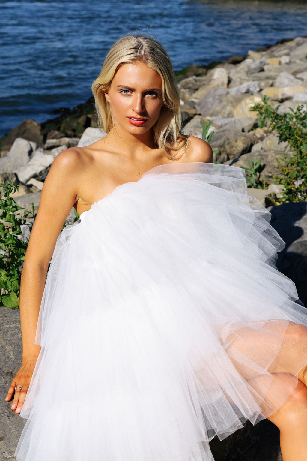 Robe mini bustier blanche Amaya