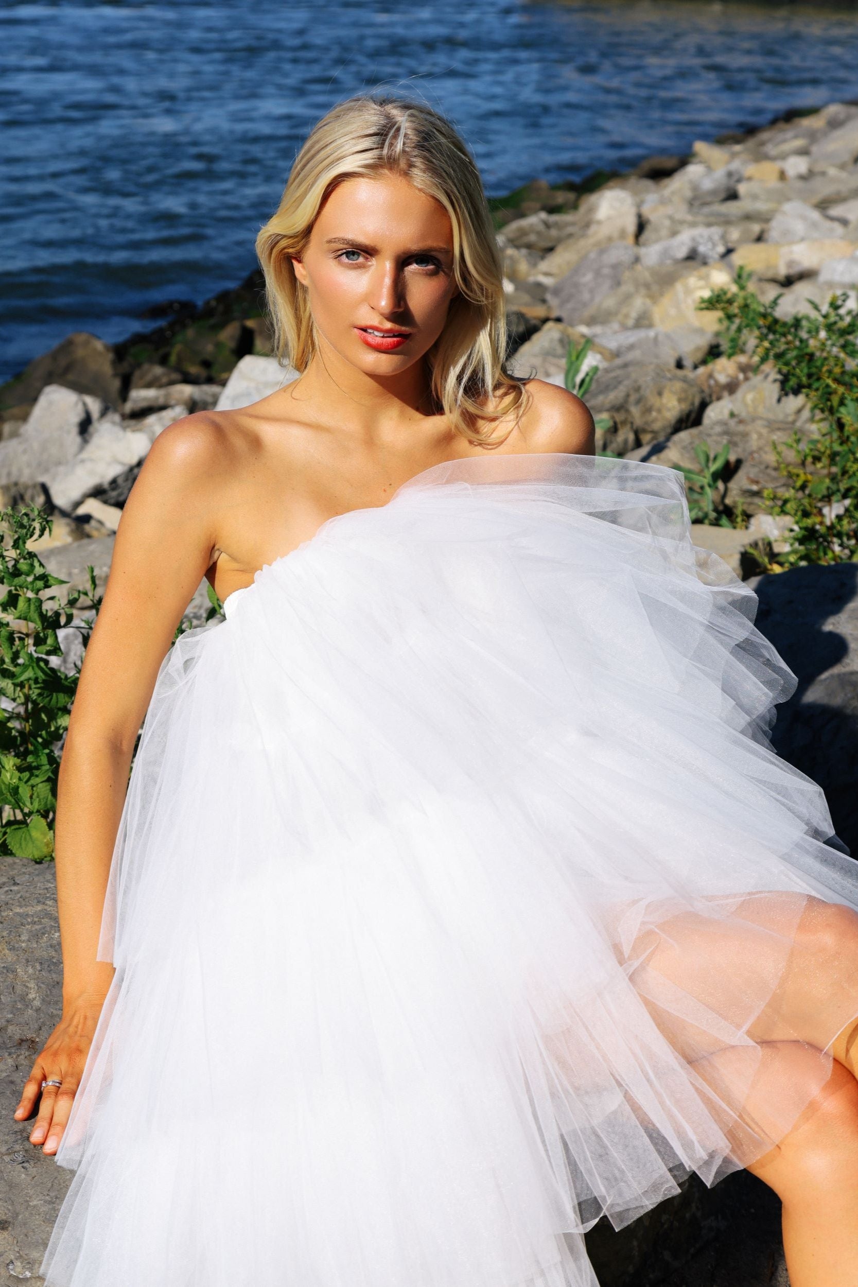 White strapless mini dress