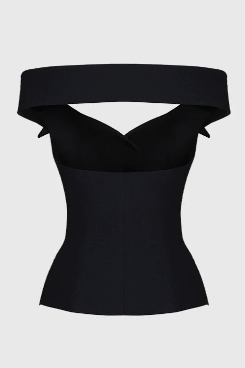 Off-Shoulder Structured Buttoned Tailored Top