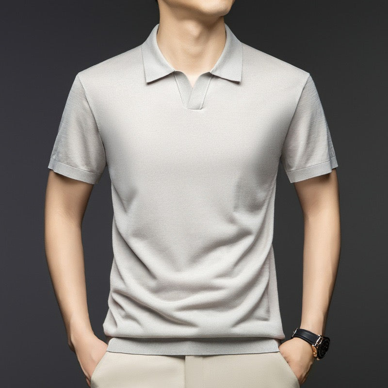 Tech-Monaco Knit Polo in Ash Grey