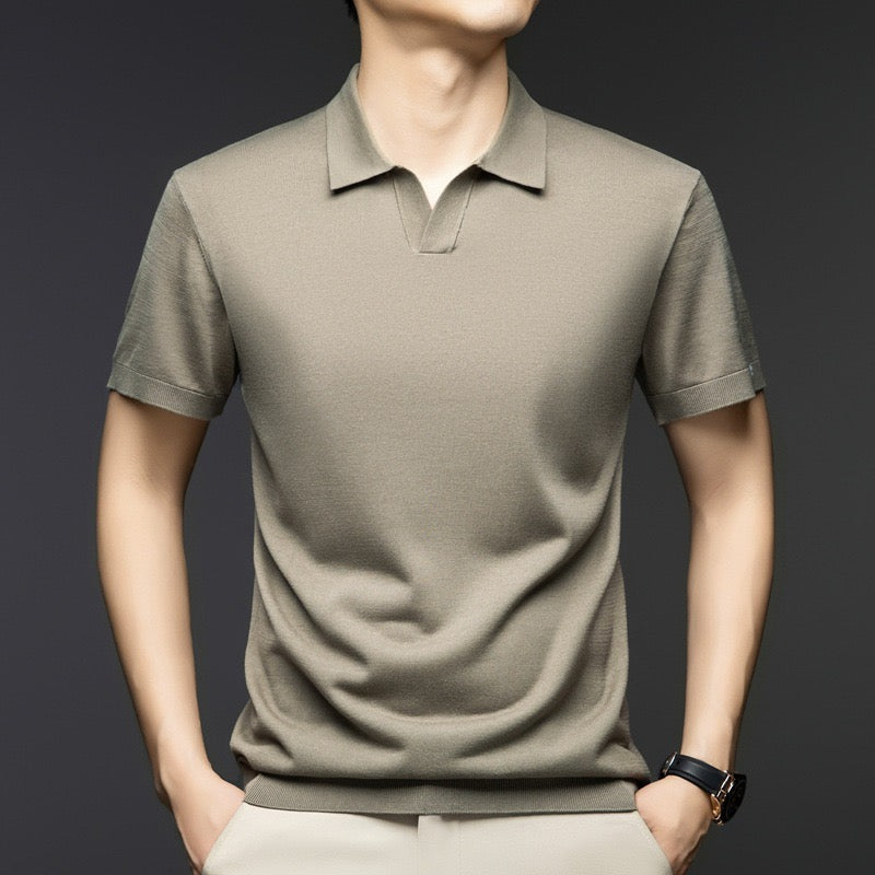 Tech-Monaco Knit Polo in Ash Grey
