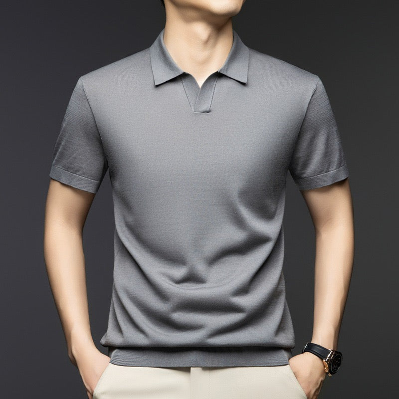 Tech-Monaco Knit Polo in Ash Grey