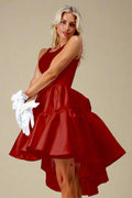 Satin red dress with removable bow