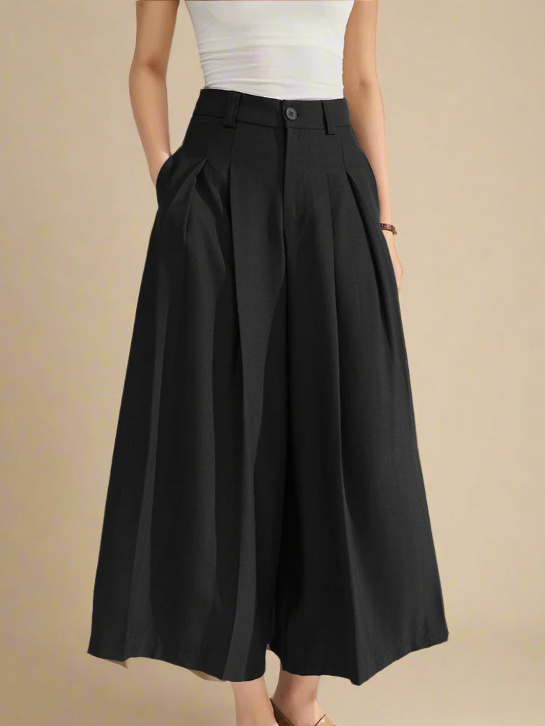 The Tailored Wide-Leg Culotte – Noir