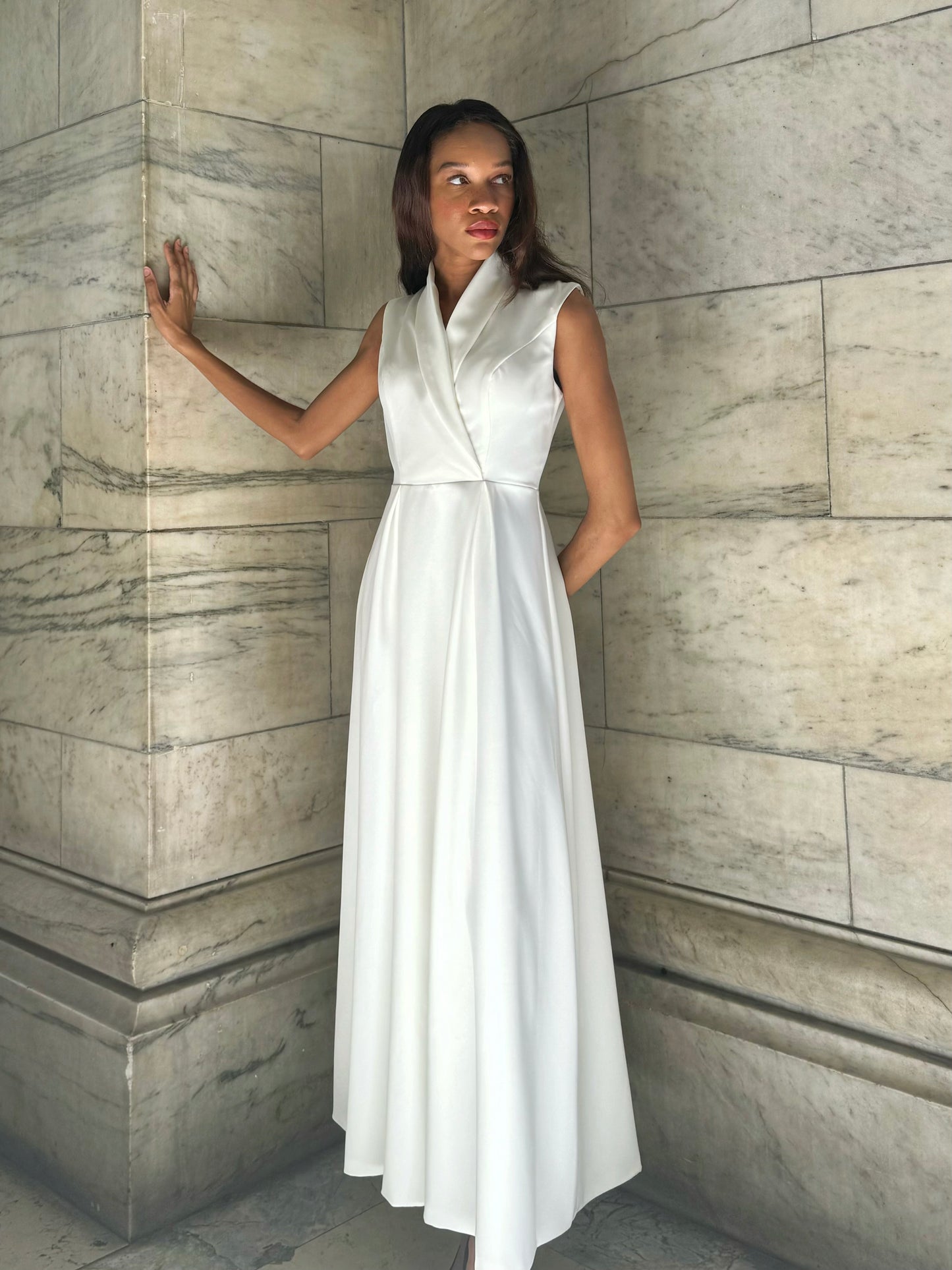 Riley white tailored trench casual powerful maxi dress