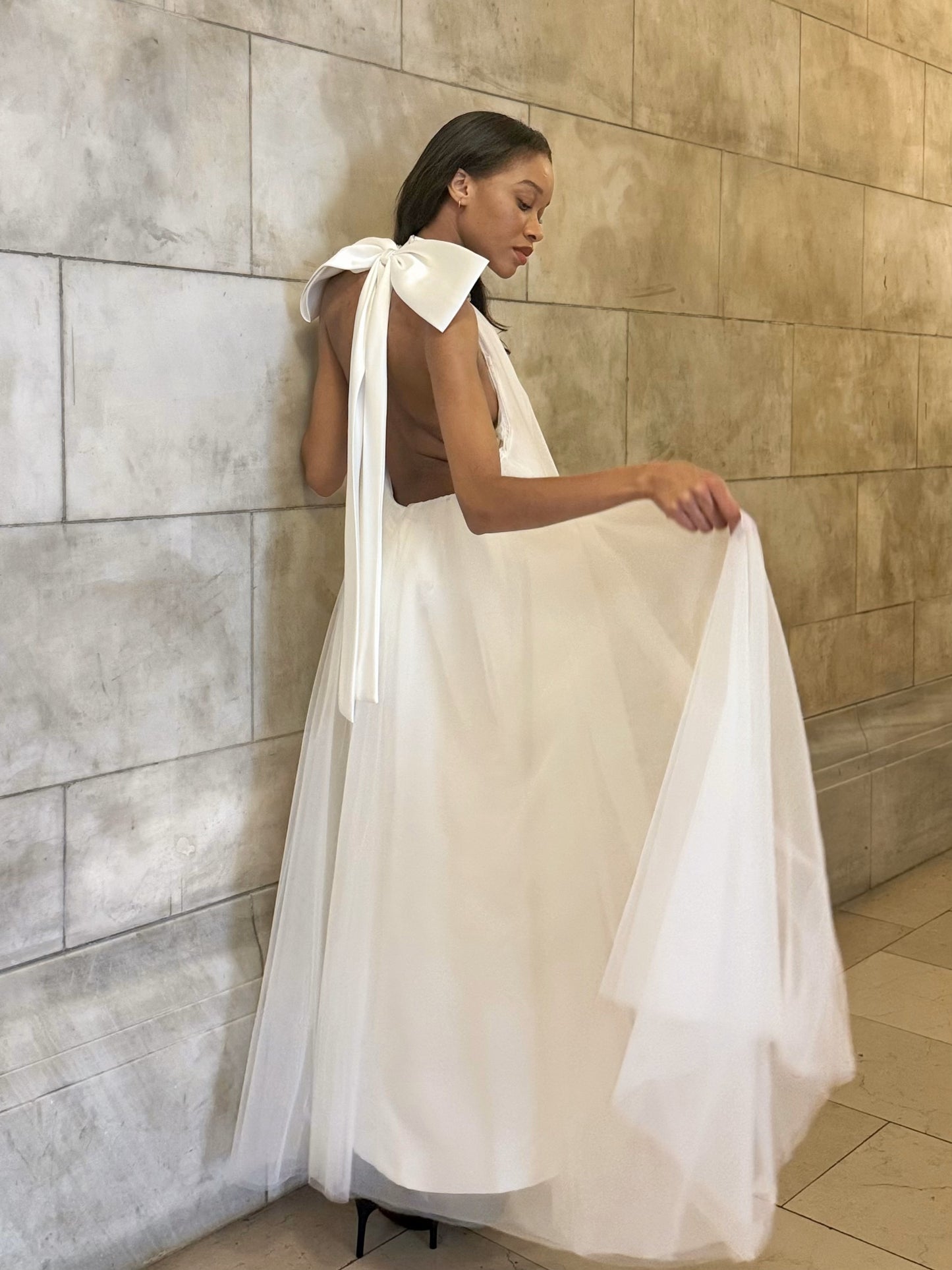 Iris white bride to be soft tulle layers maxi dress