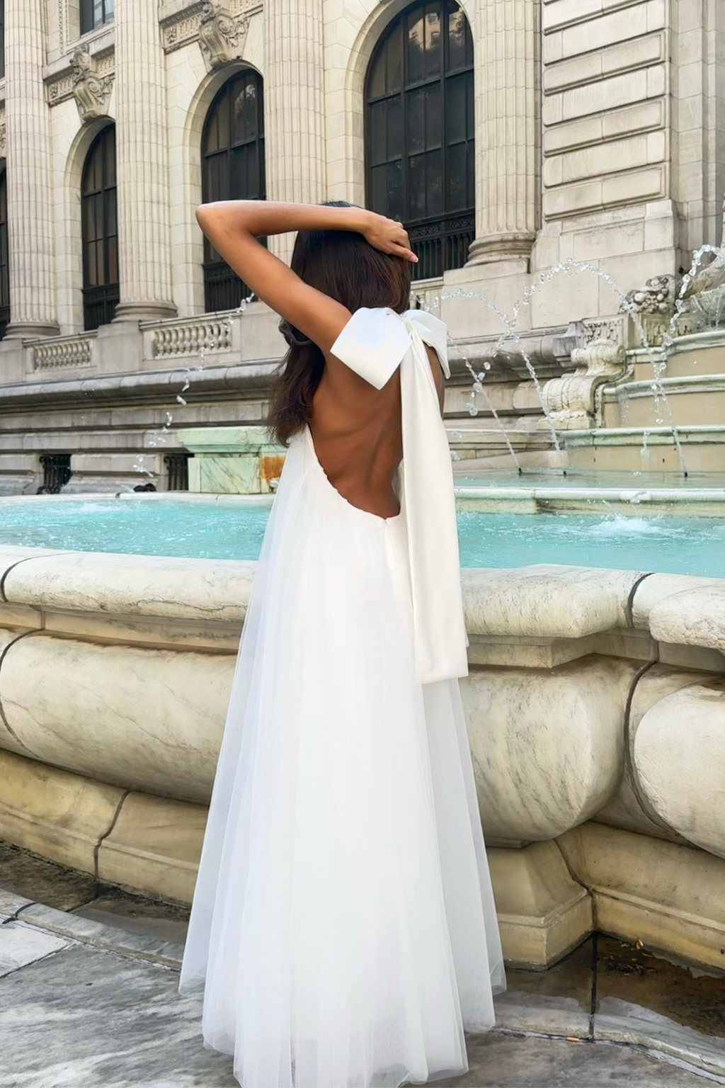 White bride to be soft tulle layers maxi dress