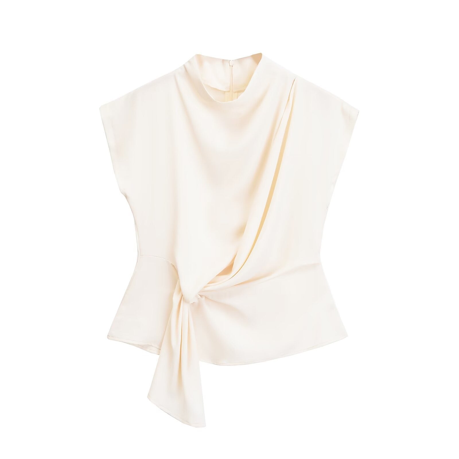 The Draped Silk Tie-Front Top – Ivory