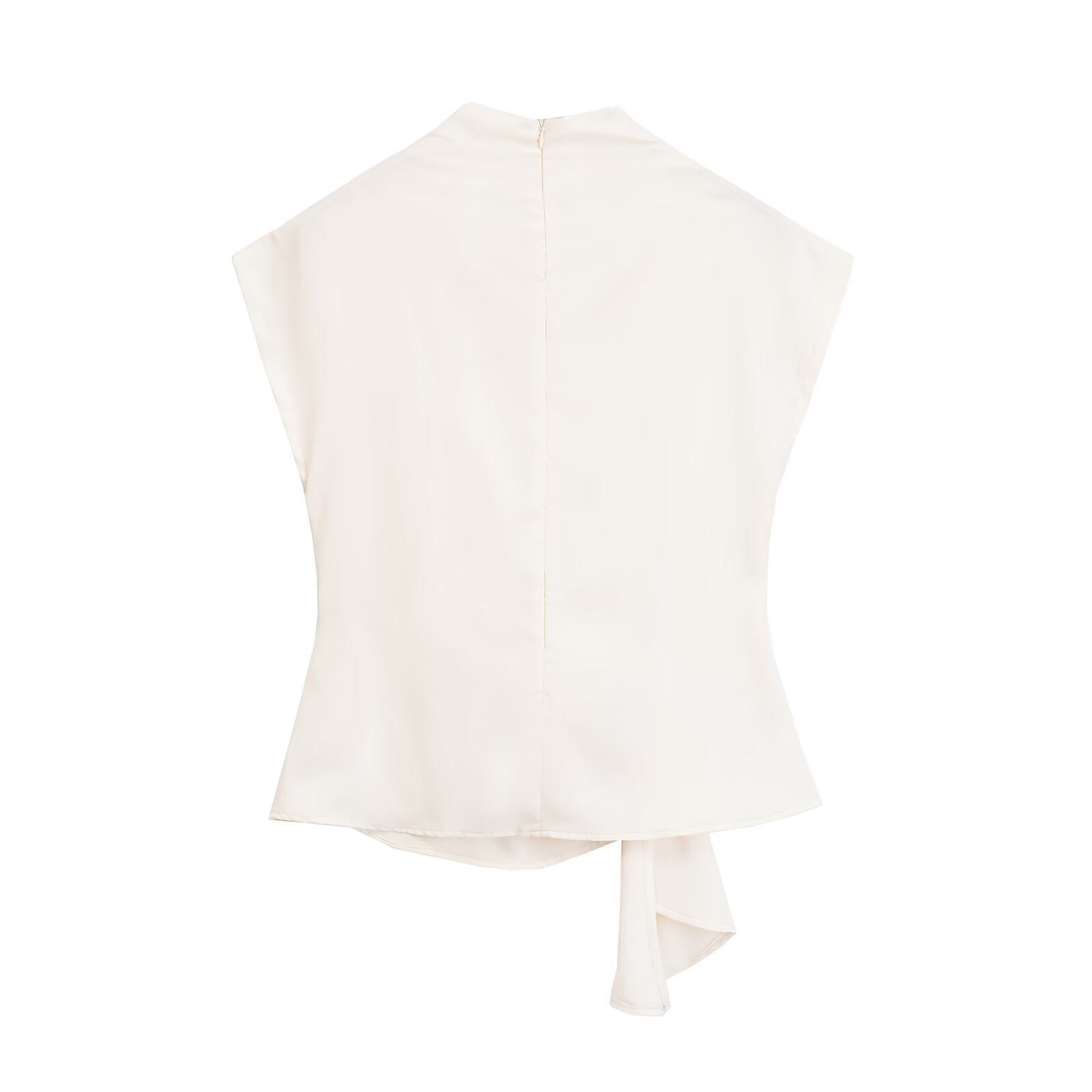 The Draped Silk Tie-Front Top – Ivory