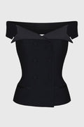 Off-Shoulder Structured Buttoned Tailored Top