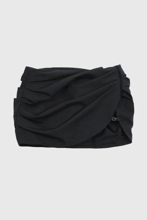 Ruched Mini Skirt with Adjustable Draping